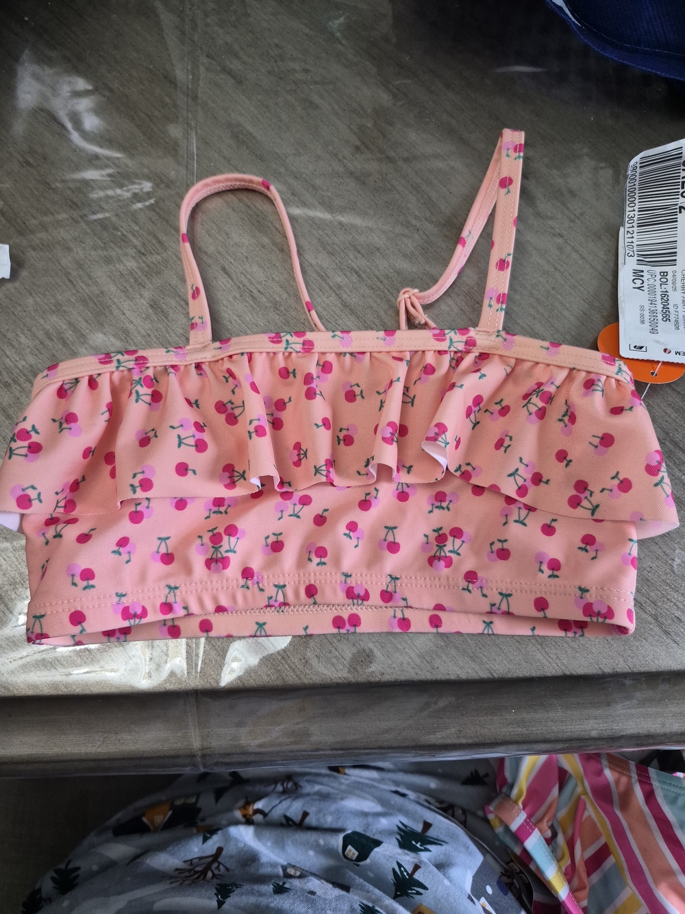 Epic Threads Pink Cherry Print Girls Swim Top